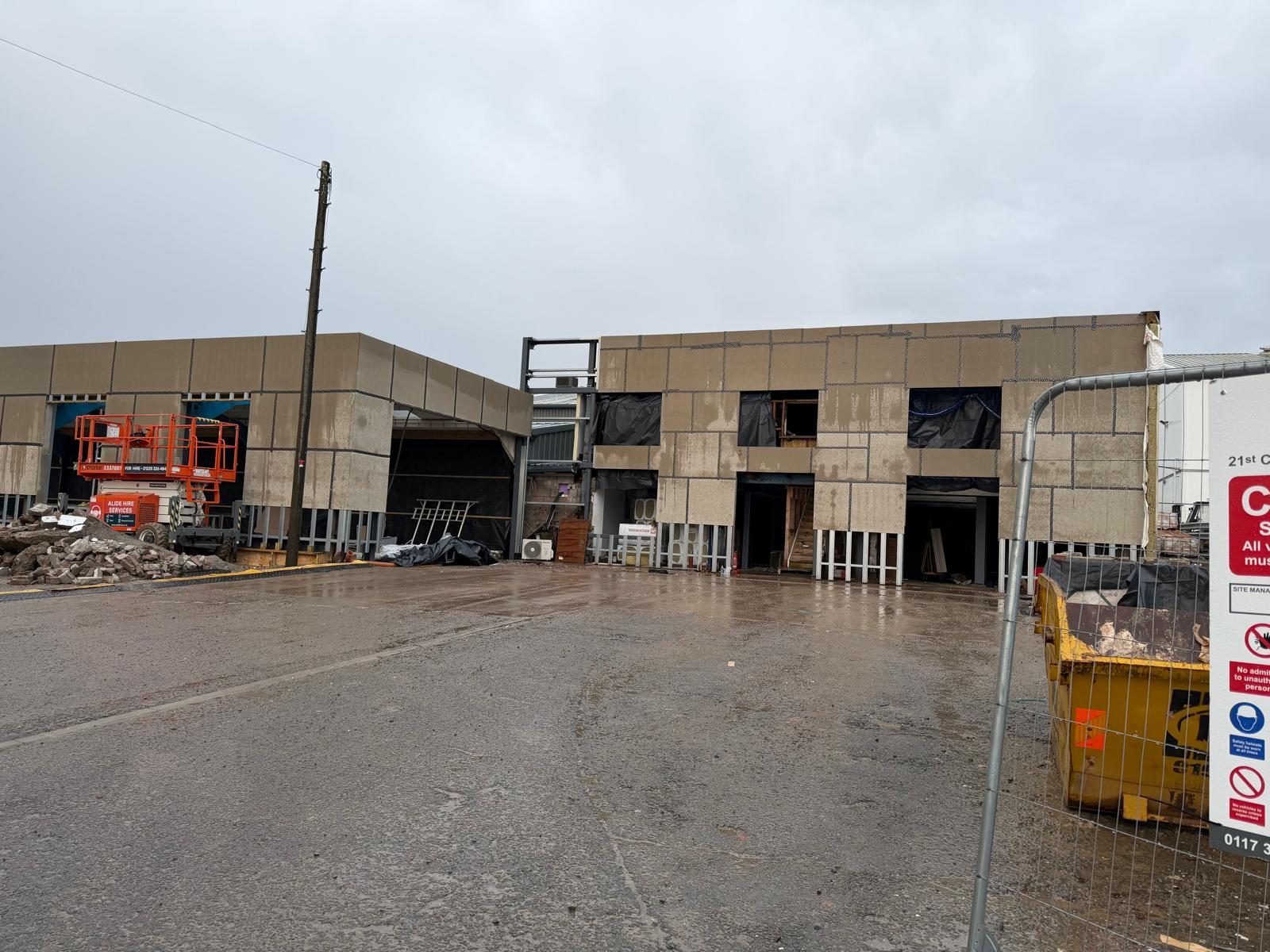 The industrial unit during the build, Atlantic Plastics, JLG Construction Services
