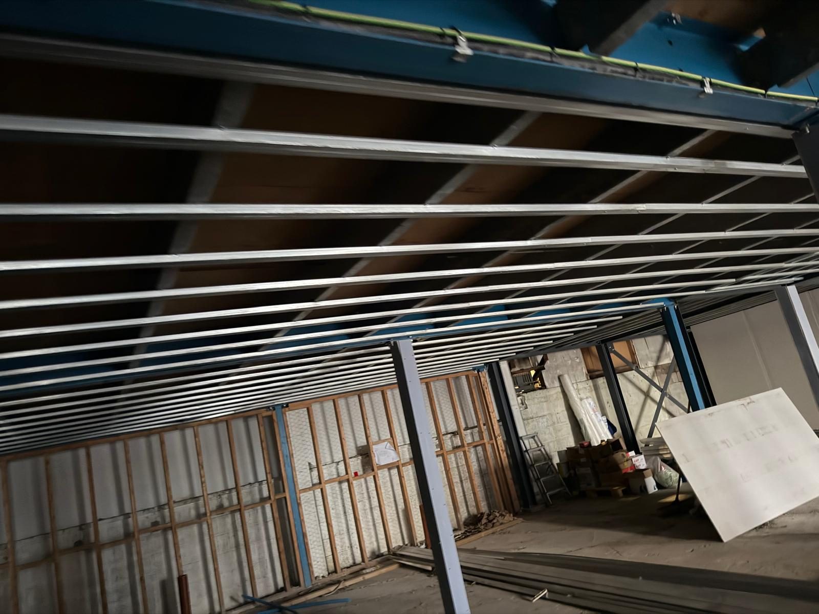 Ceiling framing overhead, first-fix, Atlantic Plastics, JLG Construction Services