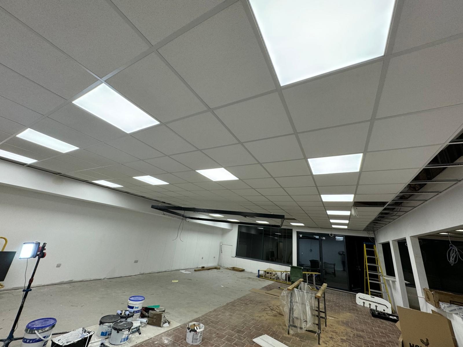 Suspended ceiling & ring lighting, HM Car Sales, JLG Construction Services
