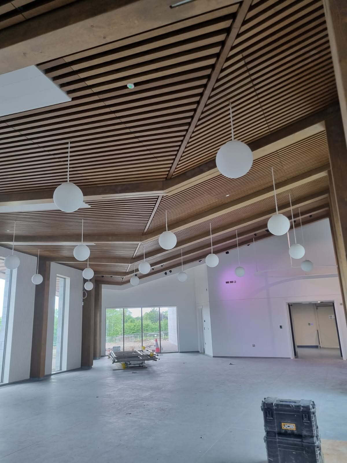 Slatted ceiling & lighting — Plymouth Crematorium, JLG Construction Services