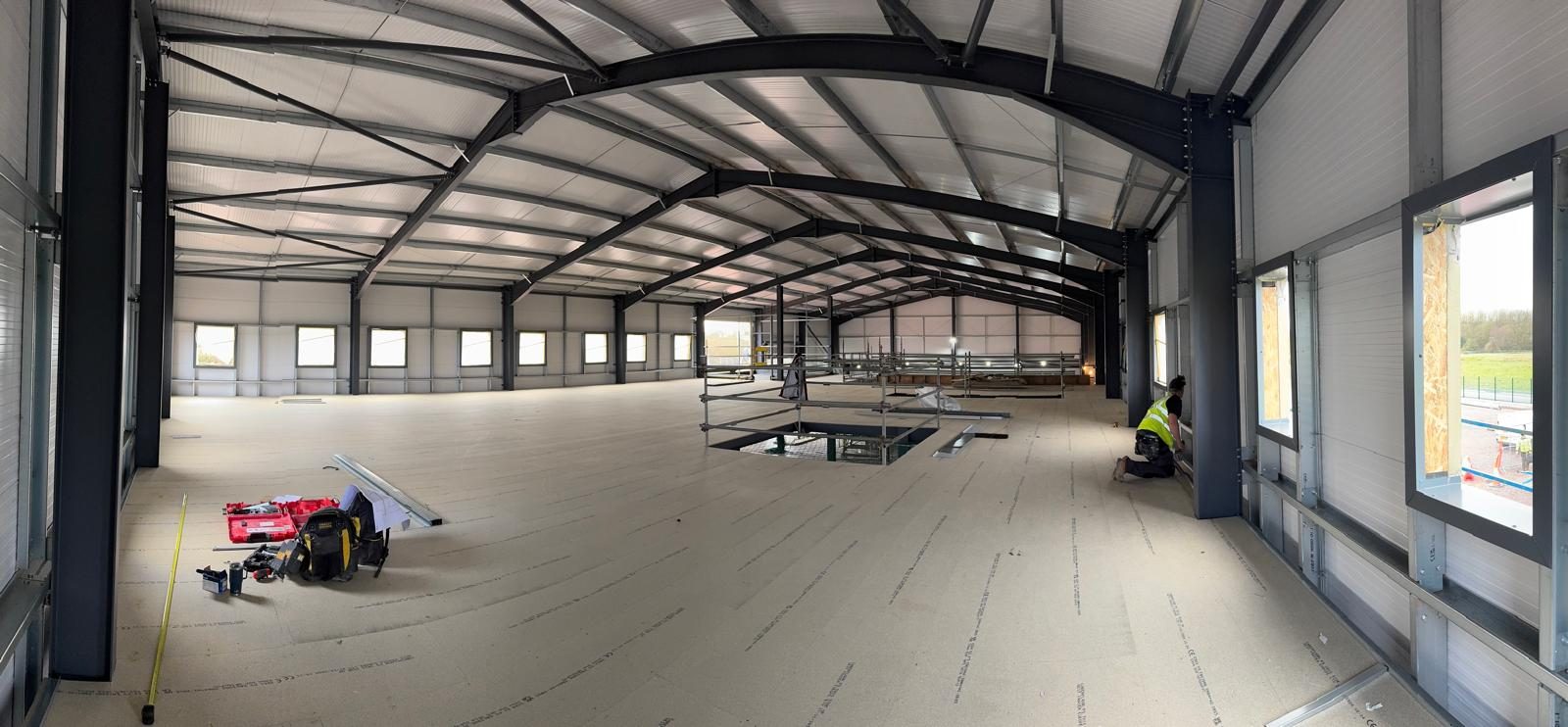 Warehouse interior, fit-out underway, Wales & West, JLG Construction Services