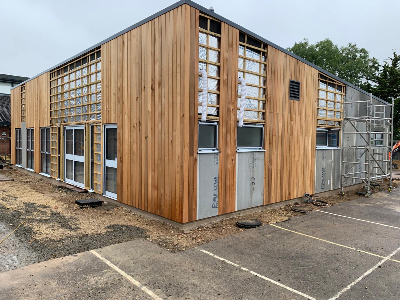 Exterior clad and board, timber cladding and cement board, Wimborne School, JLG Construction Services